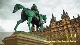  Presentation with equestrian - Presentation design consisting of prince-consort-albert-equestrian-statue background and a tawny brown colored foreground