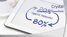  Presentation with coffee cup - Audience pleasing presentation theme consisting of princeple - pareto 80-20 principle concept backdrop and a sky blue colored foreground