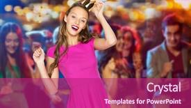  Presentation with princess - Colorful presentation theme enhanced with princess crown at night club backdrop and a violet colored foreground