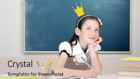  Presentation with princess - Presentation design featuring princess crown drawing above head background and a soft green colored foreground