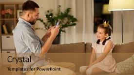  Presentation with princess - Slide deck enhanced with princess picture - family technology and people concept background and a coral colored foreground