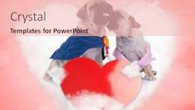  Presentation with princess - Colorful theme enhanced with princess pug kissing her number one lover on a love cloud valentine's day concept backdrop and a lemonade colored foreground