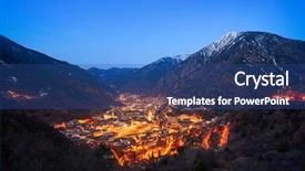  Presentation with skyline - Colorful presentation theme enhanced with principal - andorra la vella skyline backdrop and a ocean colored foreground