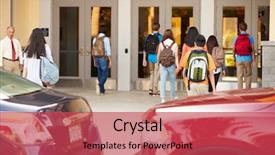  Presentation with principal - Slide set consisting of principal - high school students being dropped background and a red colored foreground