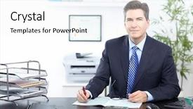  Presentation with principal - Beautiful theme featuring principal - mature businessman working backdrop and a white colored foreground