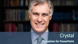  Presentation with book - Presentation having principal - portrait of a man background and a ocean colored foreground