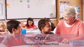  Presentation with principal - Slide deck with principal - senior teacher sitting with elementary background and a coral colored foreground