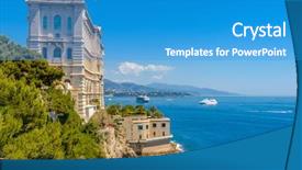  Presentation with museum - Theme enhanced with principal - side of oceanographic institute museum background and a teal colored foreground