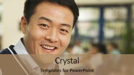  Presentation with school cafeteria - Colorful slide set enhanced with principal - teacher portrait at lunch backdrop and a coral colored foreground