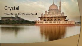  Presentation with principal - Beautiful theme featuring principal mosque of putrajaya malaysia backdrop and a mint green colored foreground