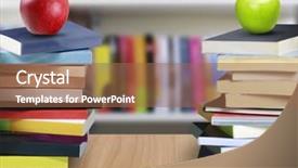  Presentation with apple on open books - PPT theme enhanced with principal students - books and apple background and a tawny brown colored foreground