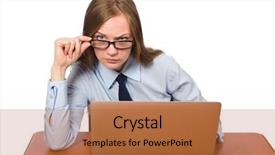  Presentation with principal - Slide set enhanced with principal students - office employee with laptop isolated background and a  colored foreground