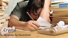  Presentation with principal - Presentation design having principal students - stress and toil background and a coral colored foreground