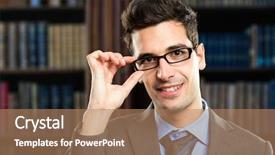  Presentation with principal - Colorful slide set enhanced with principal students - young businessman in his studio backdrop and a coral colored foreground