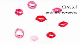  Presentation with lipstick kiss - Colorful PPT layouts enhanced with lip print - woman's lipstick mark of kiss backdrop and a white colored foreground