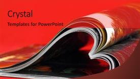  Presentation with folded heart - Presentation theme featuring print advertising - selective focus image of magazine background and a red colored foreground