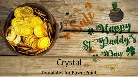  Presentation with clover - Presentation theme with print against golden coins background and a yellow colored foreground