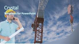  Presentation with digital transformation mobile first - Presentation design featuring print by crane against sky background and a ocean colored foreground