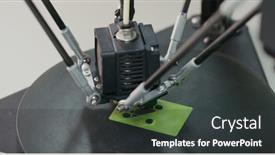  Presentation with machine - Amazing PPT layouts having print-head-of-3d-printer backdrop and a dark gray colored foreground