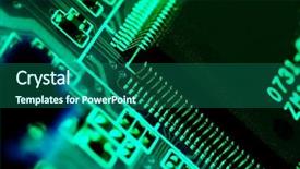  Presentation with green technology - Audience pleasing presentation theme consisting of electric component - electronics technology background in green backdrop and a forest green colored foreground