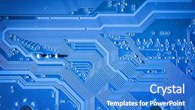  Presentation with computer motherboard - Amazing PPT layouts having printed circuitboard - microchip motherboard computer and electronics backdrop and a cobalt blue colored foreground