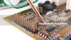  Presentation with motherboard - PPT theme consisting of printed circuitboard - motherboard repairing on white background background and a coral colored foreground