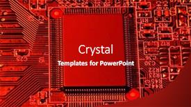  Presentation with electric circuit board - Presentation theme featuring board and microchip or cpu background and a crimson colored foreground