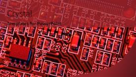  Presentation with electric circuit board - Amazing presentation theme having board and microchip or cpu backdrop and a crimson colored foreground