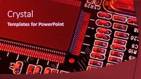  Presentation with electric circuit board - Beautiful presentation design featuring printed circuit board and microchip backdrop and a wine colored foreground