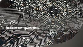  Presentation with electric circuit board - PPT theme with printed circuit board and microchip background and a dark gray colored foreground