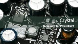  Presentation with electric circuit board - Presentation design enhanced with closeup - electronic component for digital background and a tawny brown colored foreground