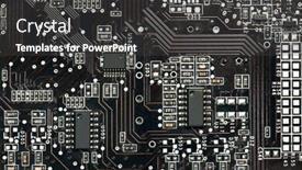  Presentation with electric circuit board - Presentation theme with components - printed circuit board and microchip background and a dark gray colored foreground