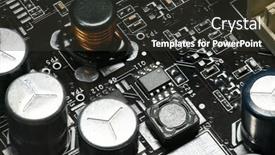  Presentation with electric circuit board - Beautiful PPT theme featuring printed circuit board and microchip or cpu closeup - electronic component for digital equipment concept for development of electric computer circuits backdrop and a dark gray colored foreground