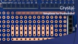  Presentation with electric circuit board - PPT layouts with printed circuit board closeup - electronic background and a ocean colored foreground