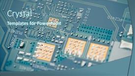 Presentation with printed circuit - Audience pleasing PPT theme consisting of printed-circuit-board-pcb-macro backdrop and a ocean colored foreground