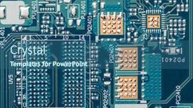  Presentation with printed circuit - Cool new presentation design with printed-circuit-board-pcb-macro backdrop and a ocean colored foreground