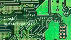  Presentation with printed circuit - PPT theme consisting of printed circuit board background and a ocean colored foreground