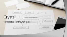  Presentation with project management - Presentation design consisting of printed features of project management background and a white colored foreground