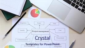  Presentation with project management - PPT theme consisting of printed features of project management background and a sky blue colored foreground