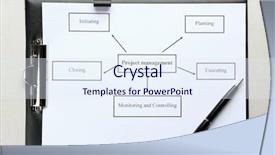  Presentation with project management - Cool new slide deck with printed features of project management backdrop and a sky blue colored foreground