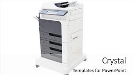  Presentation with machine learning regression - Presentation theme featuring printed output - office copying machine under thew background and a  colored foreground