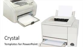  Presentation with isolated paw prints over white - Slides featuring printed output - printing machine isolated background and a  colored foreground