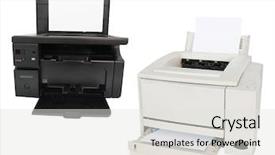  Presentation with machine - Beautiful theme featuring printed output - professional printing machine backdrop and a  colored foreground