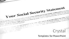  Presentation with social security - Beautiful slides featuring printed-social-security-statement backdrop and a white colored foreground