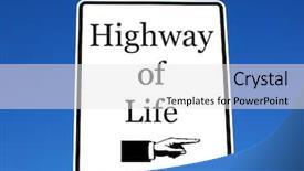  Presentation with highway road sign - Cool new PPT theme with printed with highway of life backdrop and a white colored foreground