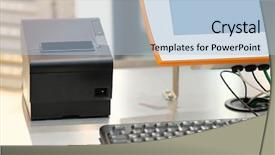  Presentation with cost - Beautiful PPT theme featuring printer for till slips backdrop and a light blue colored foreground