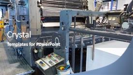  Presentation with factory machine - PPT theme with printer ink machine rotary printing background and a ocean colored foreground