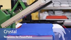  Presentation with ship machine parts - Beautiful slide set featuring printer store - modern printing machine with t-shirt backdrop and a cobalt blue colored foreground