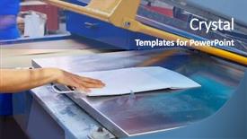  Presentation with machine operator - Cool new presentation design with printer store - serigraphy print bags machine backdrop and a  colored foreground