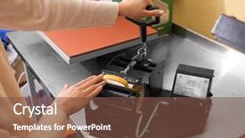  Presentation with 3d printing prosthetic - Colorful slide deck enhanced with printer store - young woman printing on cup backdrop and a  colored foreground